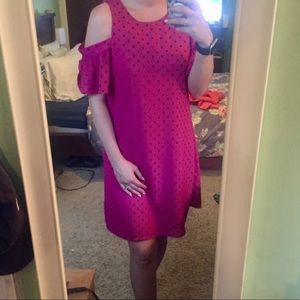 City Streets 🌃 Magenta Cold-Shoulder Dress